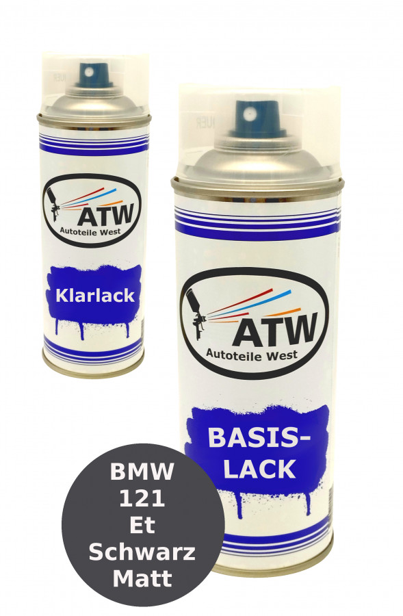 Autolack für BMW 121 Et Schwarz Matt +400ml Klarlack Set